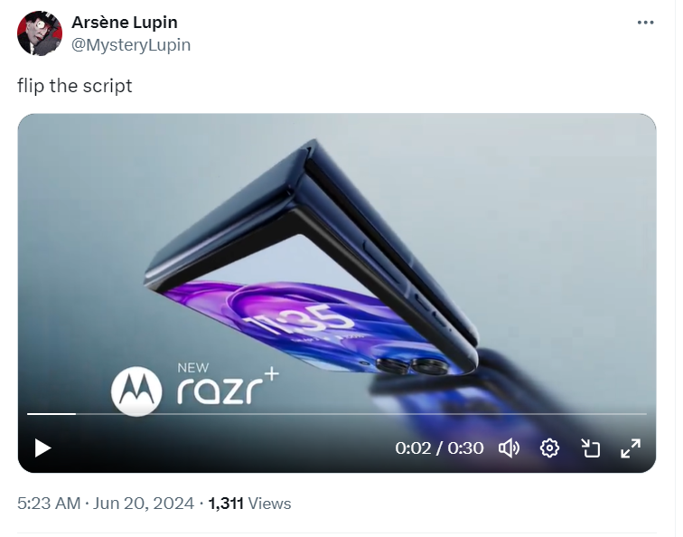 motorola razr+ twitter post